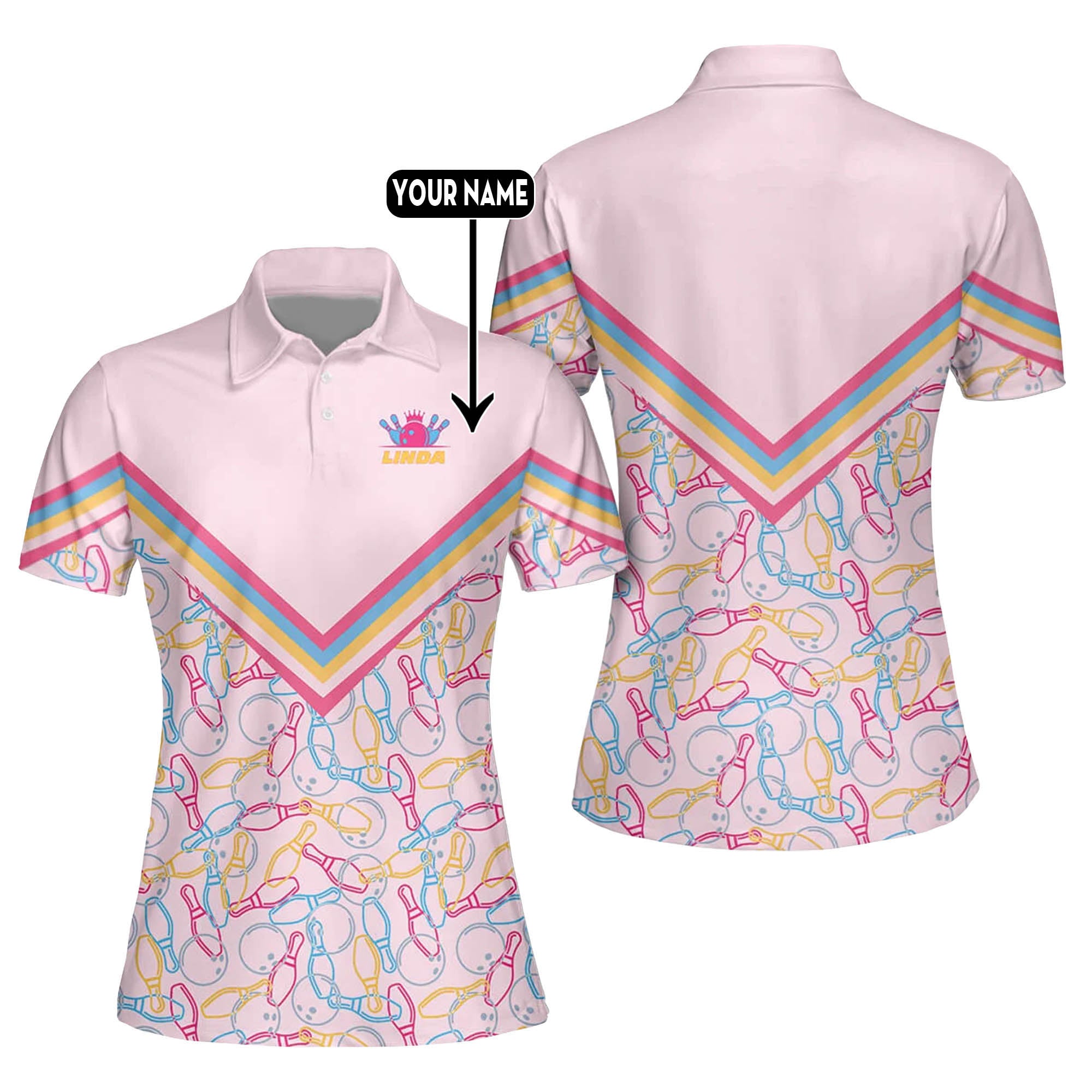 Custom Bowling Polo Shirts For Women Custom Pink Ladies Bowling Shirt