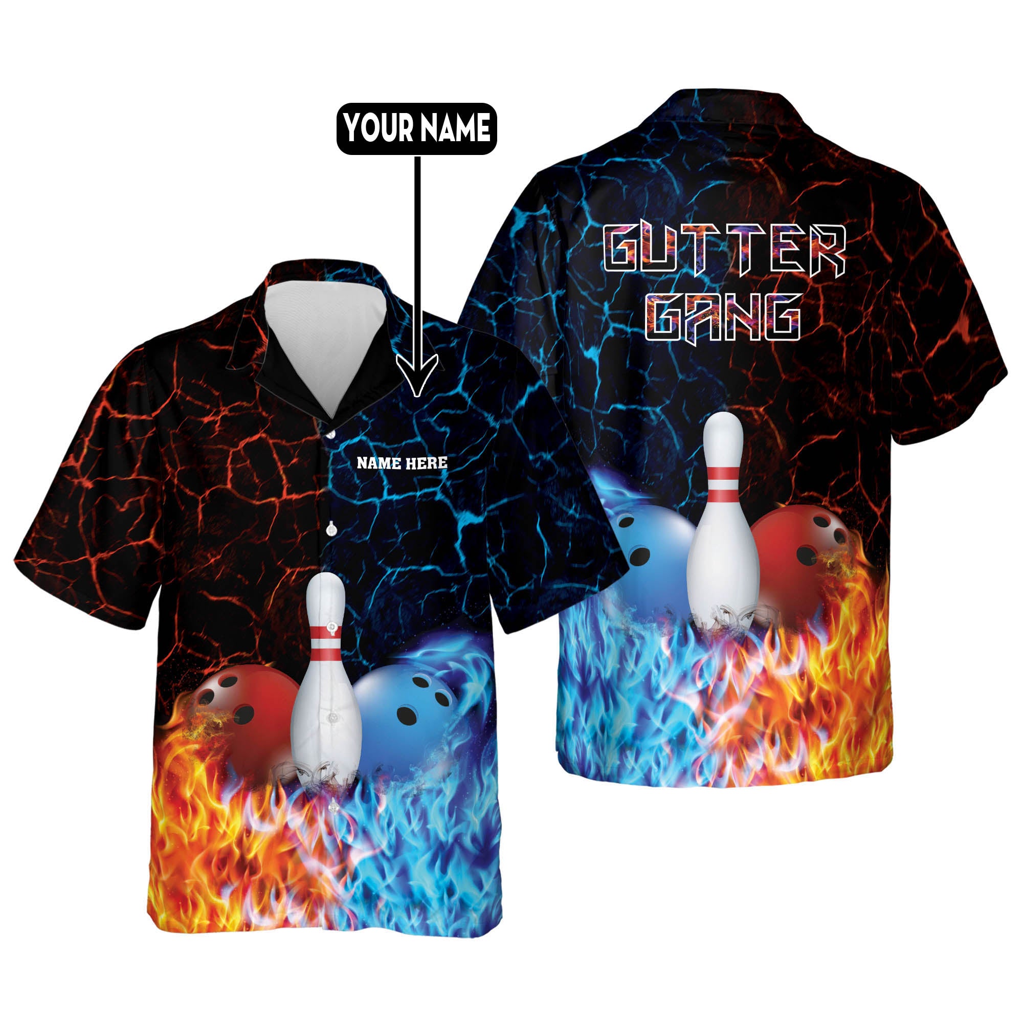 Custom Hawaiian/Button Up Bowling Shirts For Men And WomenCustom Made
