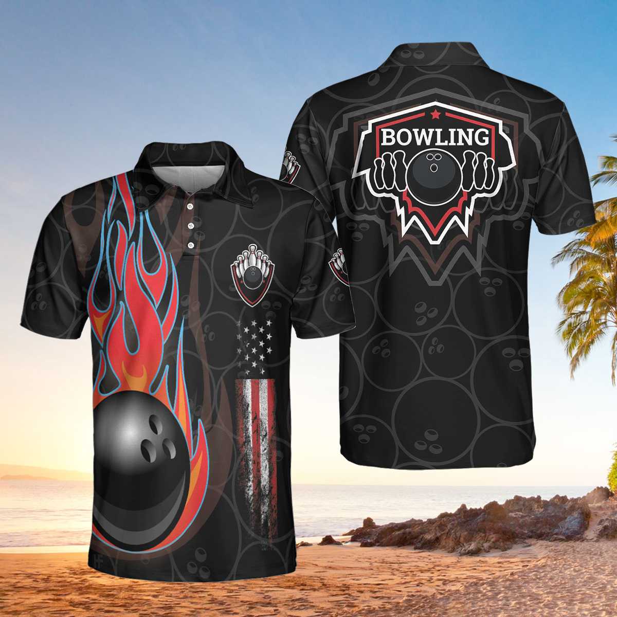 Custom bowling polo top shirts