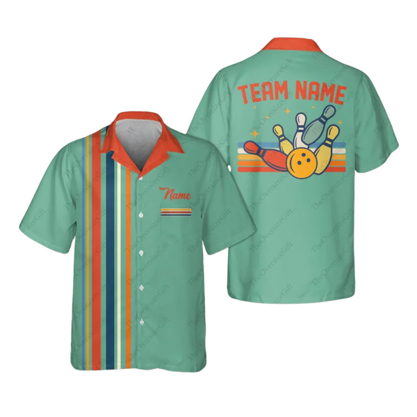 Custom Retro Hawaiian Bowling Shirts For Men, Custom Mens Retro Bowling Team Shirts BE0059