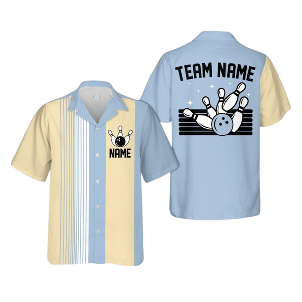 Custom Vintage Pastel Hawaiian Bowling Shirts Men's, Custom Vintage Bowling Team Shirts BE0060