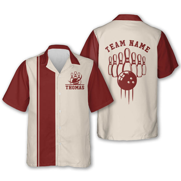 Custom Vintage Hawaiian Bowling Shirts Men's, Custom Bowling Team Shirts BZ0230