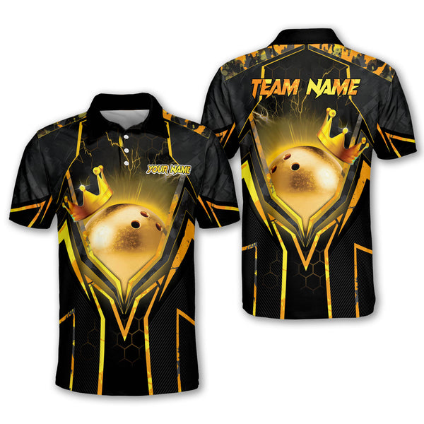Custom Team Black And Yellow Bowling Polo Shirt For Men, Custom Team Bowling Shirt BA0004