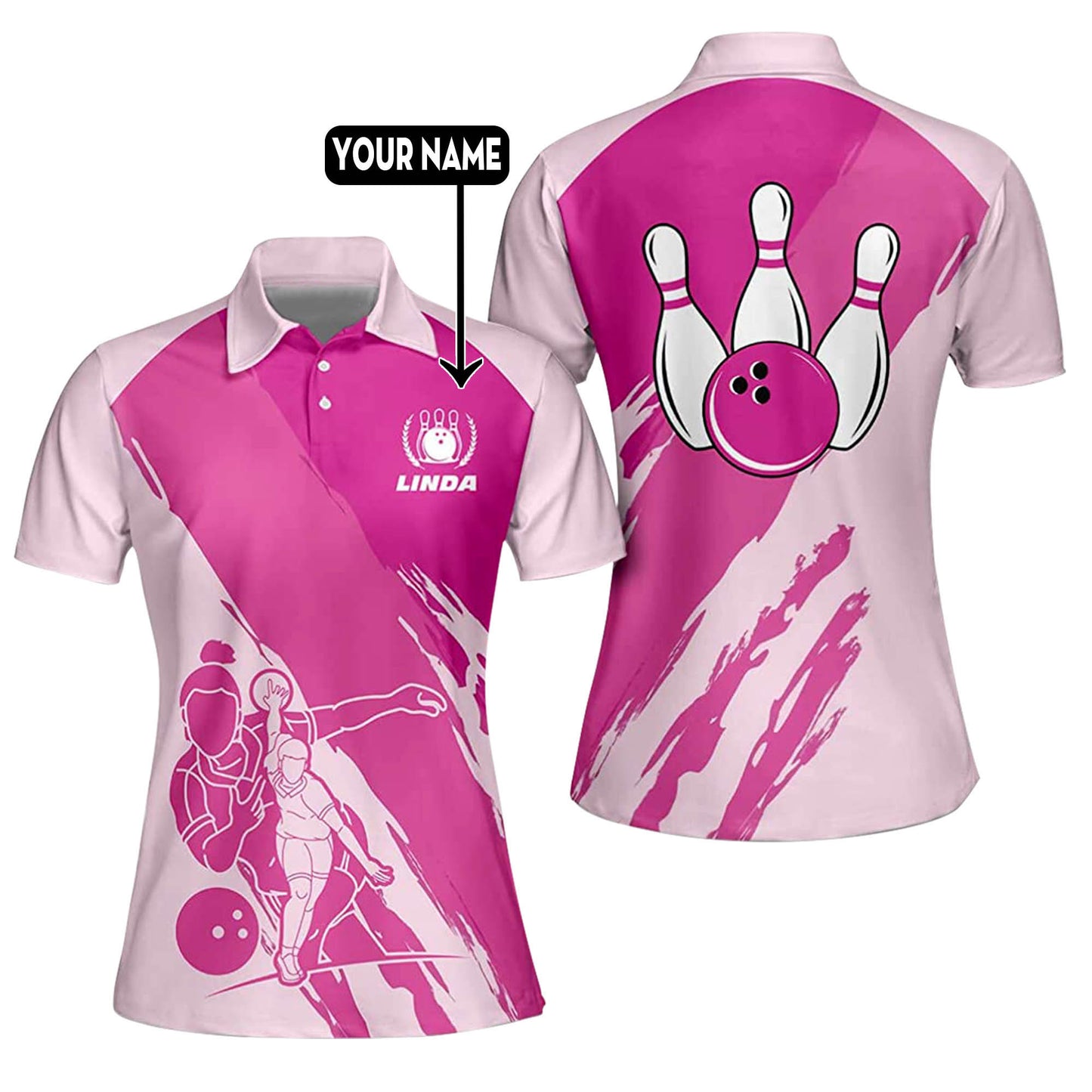 Custom Bowling Polo Shirts For Women Custom Pink Ladies Bowling Shirt