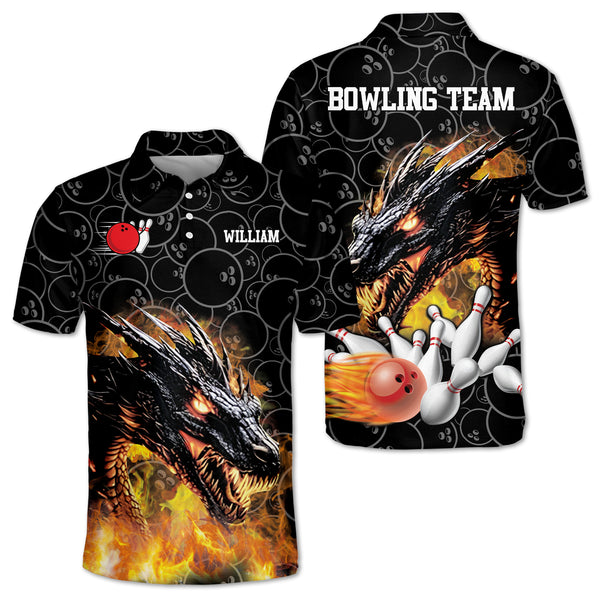 Custom Dragon Bowling Polo Shirt For Men, Custom Dragon Bowling Team Shirts BZ0045