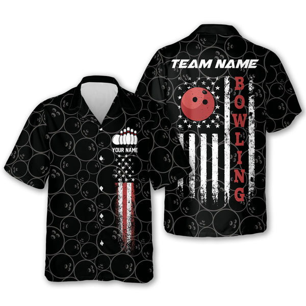 Custom Patriotic Bowling Hawaiian Shirts For Men, Custom Patriotic Bowling Team Shirts HB0184