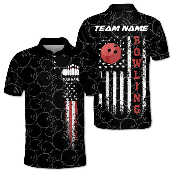 Custom Patriotic Bowling Polo Shirts For Men, Custom Patriotic Bowling Team Shirts BM0333