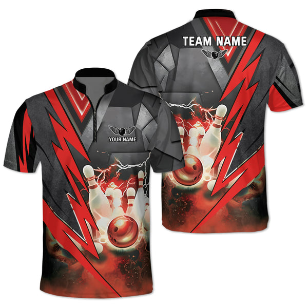 Custom Flame Bowling Jersey Shirt For Men, Custom Flame Bowling Team Shirt BZ0186