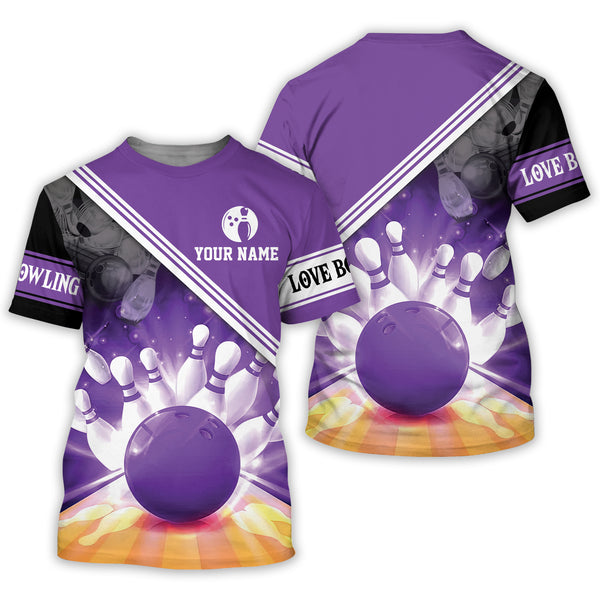 Custom Red Bowling T Shirt For Men, Custom Bowling Shirt BZ0078