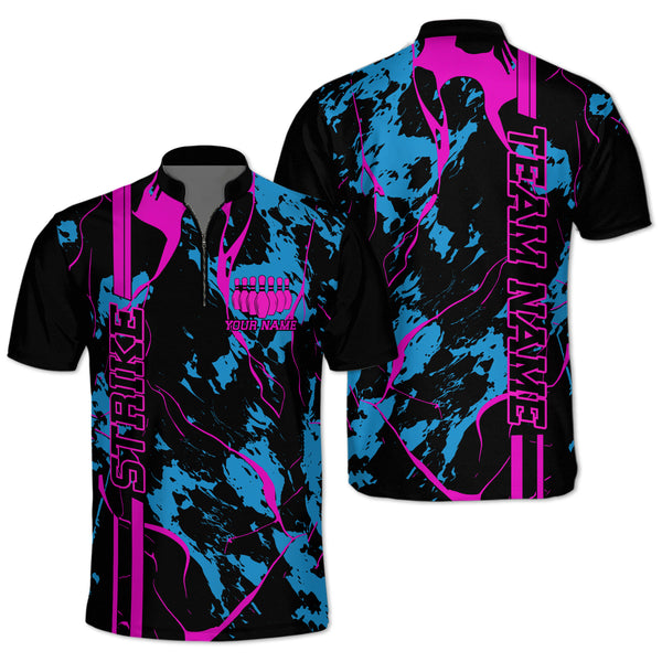 Custom Black Team Bowling Jersey For Men, Custom Team Bowling Shirt BZ0036