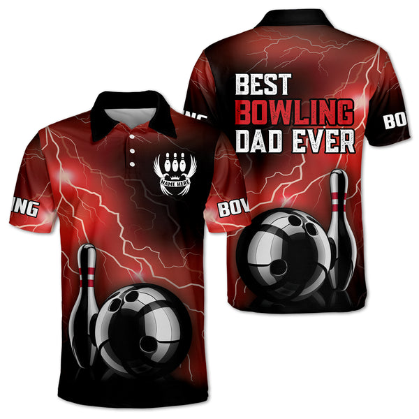 Custom Men's Best Bowling Dad Ever Polo Shirt, Custom Bowling Dad Shirt For Father Day BM0321