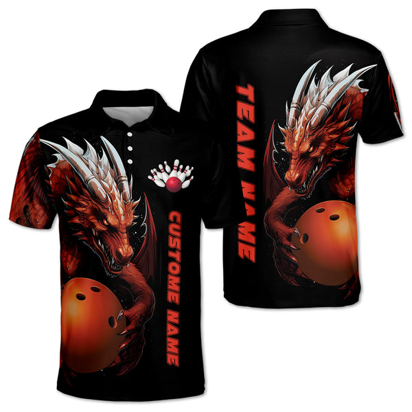 Custom Dragon Bowling Polo Shirt For Women, Custom Women's Dragon Bowling Team Shirts BZ0046