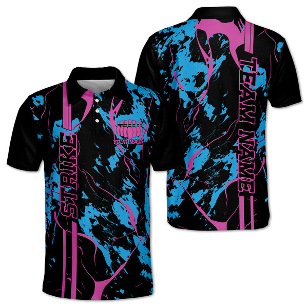 Custom Black Team Bowling Polo Shirt For Men, Custom Team Bowling Shirt BM0316