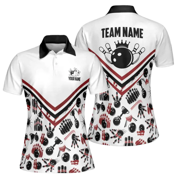 Custom Team White Bowling Shirts For Women, Custom Womens Bowling Shirts BE0070
