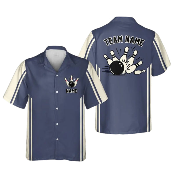 Custom Vintage Bowling Hawaiian Shirts For Men, Custom Bowling Team Shirts BE0112