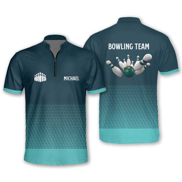 Custom Team Cyan Teal Bowling Jerseys For Men, Custom Bowling Shirt BO0052