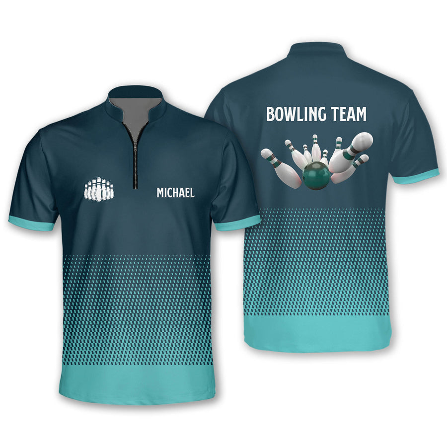 Custom Team Cyan Teal Bowling Jerseys For Men, Custom Bowling Shirt BO0052
