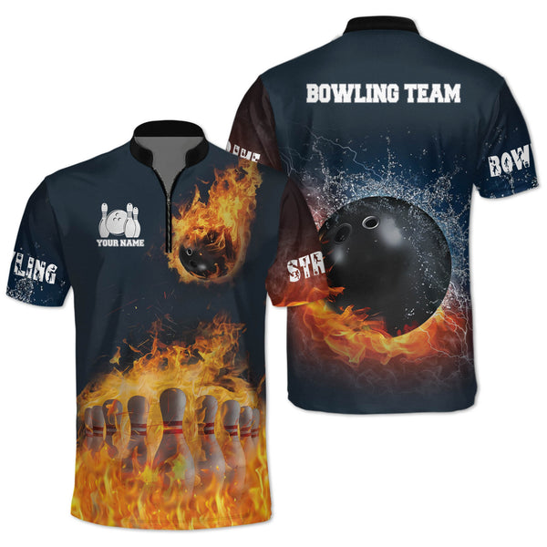 Custom Flame Bowling Jersey Shirt For Men, Custom Team Flame Bowling Shirt BZ0007