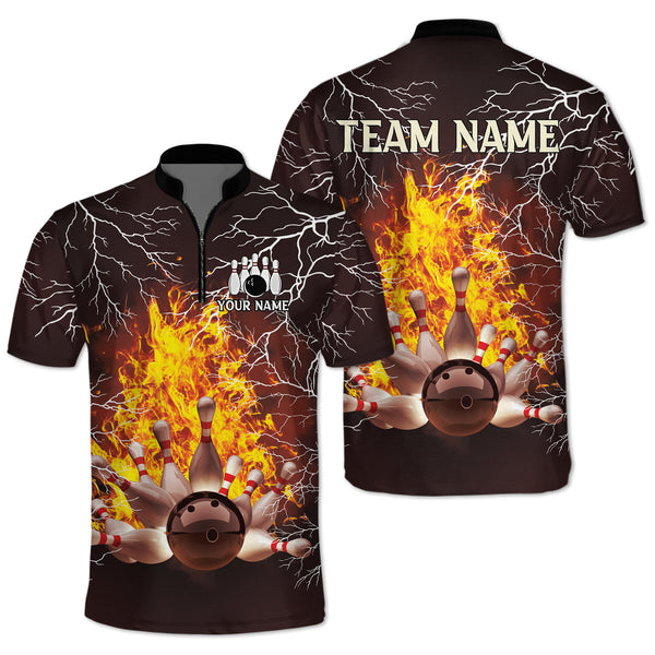 Custom Flame Bowling Jersey Shirt For Men, Custom Team Flame Bowling Shirt BZ0126