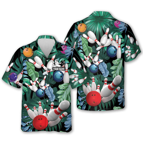 Custom Tropical Bowling Hawaiian Shirt For Men, Custom Bowling Shirt BZ0201