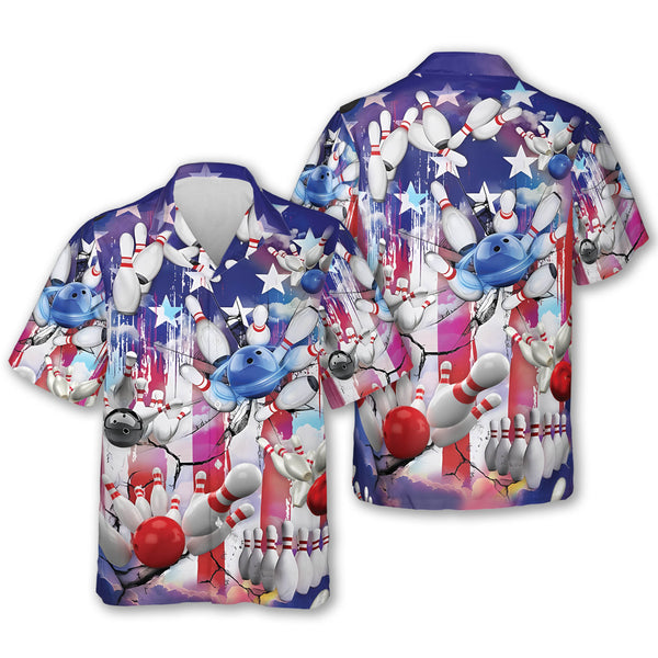 American Flag 4th Of July Bowling Hawaiian Shirts For Men And Women, Independence Day Bowling Shirt, Patriotic Bowling Shirts BZ0232