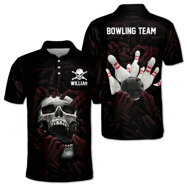 Custom Skull Polo Bowling Shirts For Men, Custom Skull Bowling Team Shirts BZ0244