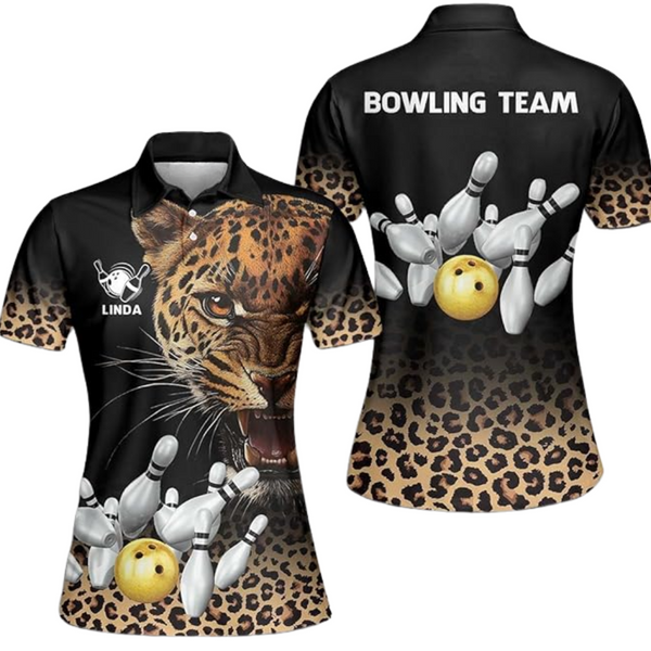 Custom Women's Tiger Bowling Polo Shirts, Custom Tiger Bowling Team Shirts For Women BZ0247