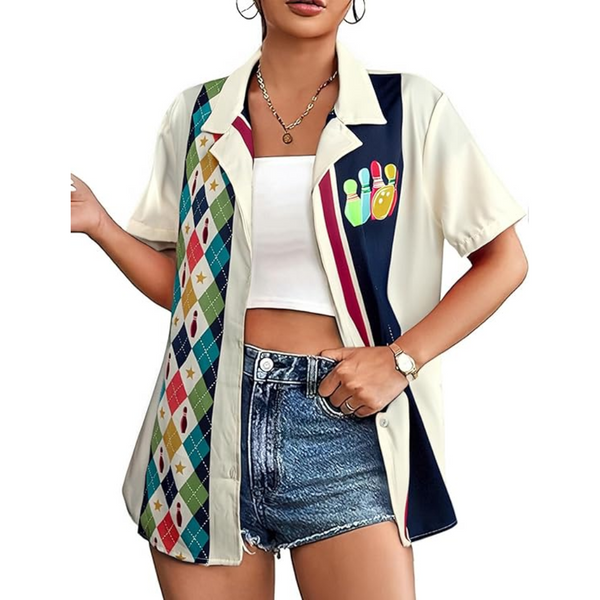 Vintage Hawaiian Bowling Shirts For Women, Vintage Bowling Shirts Womens BZ0248