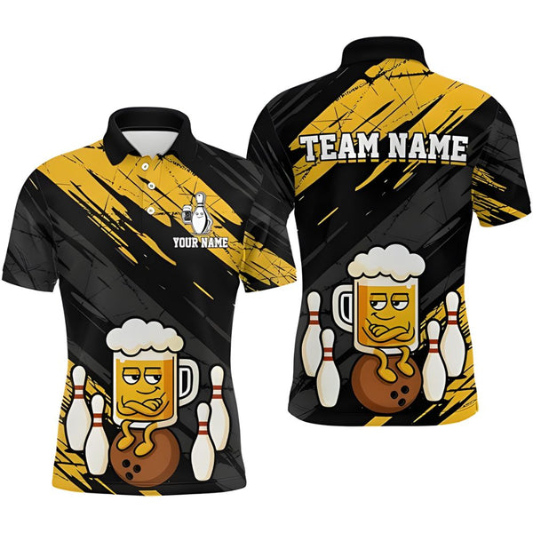 Custom Funny Beer Bowling Men Polo Shirt, Custom Beer Bowling Shirts For Team BZ0329