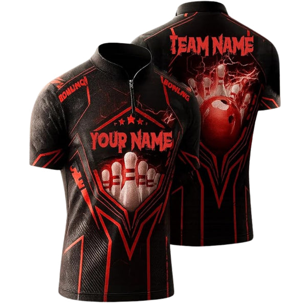 Custom Red Thudner Bowling Jersey For Men, Custom Bowling Team Shirts BZ0333
