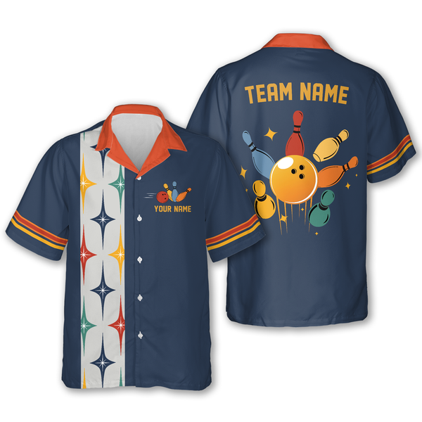 Custom Retro Hawaiian Bowling Team Shirts Men, Custom Bowling Team Shirts HB0185