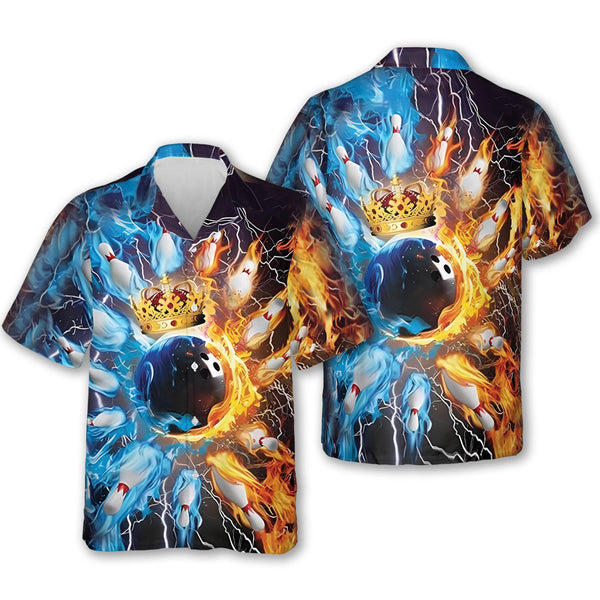 Flame Bowling Hawaiian Shirt For Men, Flame Bowling Shirt BZ0140
