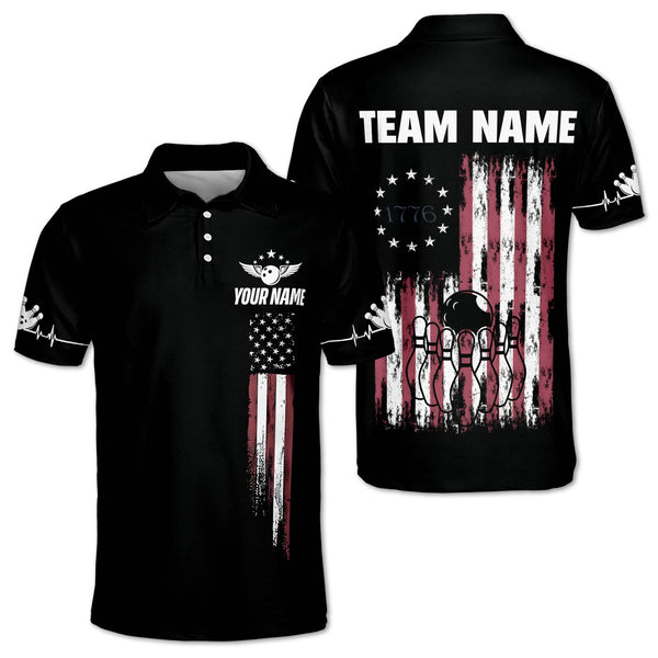 Custom 1776 Bowling Polo Shirt For Men, Custom Patriotic Bowling Team Shirts BM0324
