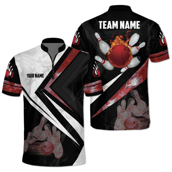 Custom Flame Ball Bowling Jersey Shirt For Men, Custom Team Flame Bowling Shirt BO0235