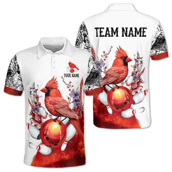 Custom Cardinal Bird Bowling Polo Shirt For Men, Custom Team Cardinal Bird Bowling Shirt BO0361