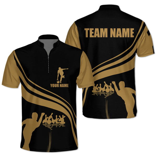 Custom Team Black And Yellow Bowling Jersey Shirt, Custom Bowling Shirt BO0180