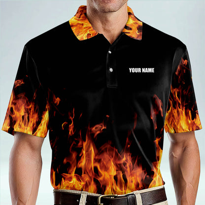 Tendpins Custom Men's Short Sleeve Flame Crazy Fire Bowling Shirt