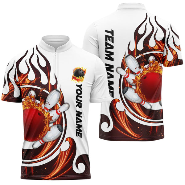 Custom Red Flame Bowling Jersey Shirt For Men, Custom Flame Bowling Team Shirt SO0548