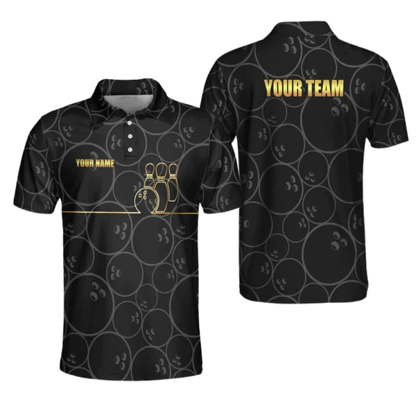 Custom Team Black Bowling Polo Shirt For Men, Custom Bowling Shirt BO0227