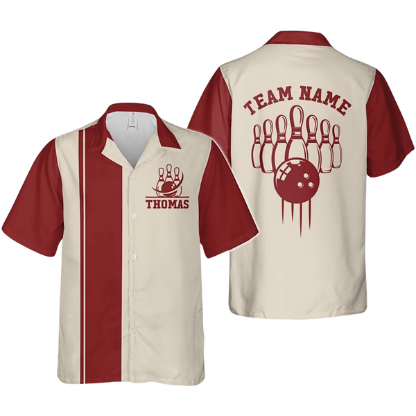 Custom Vintage Hawaiian Bowling Shirts Men's, Custom Bowling Team Shirts BZ0230