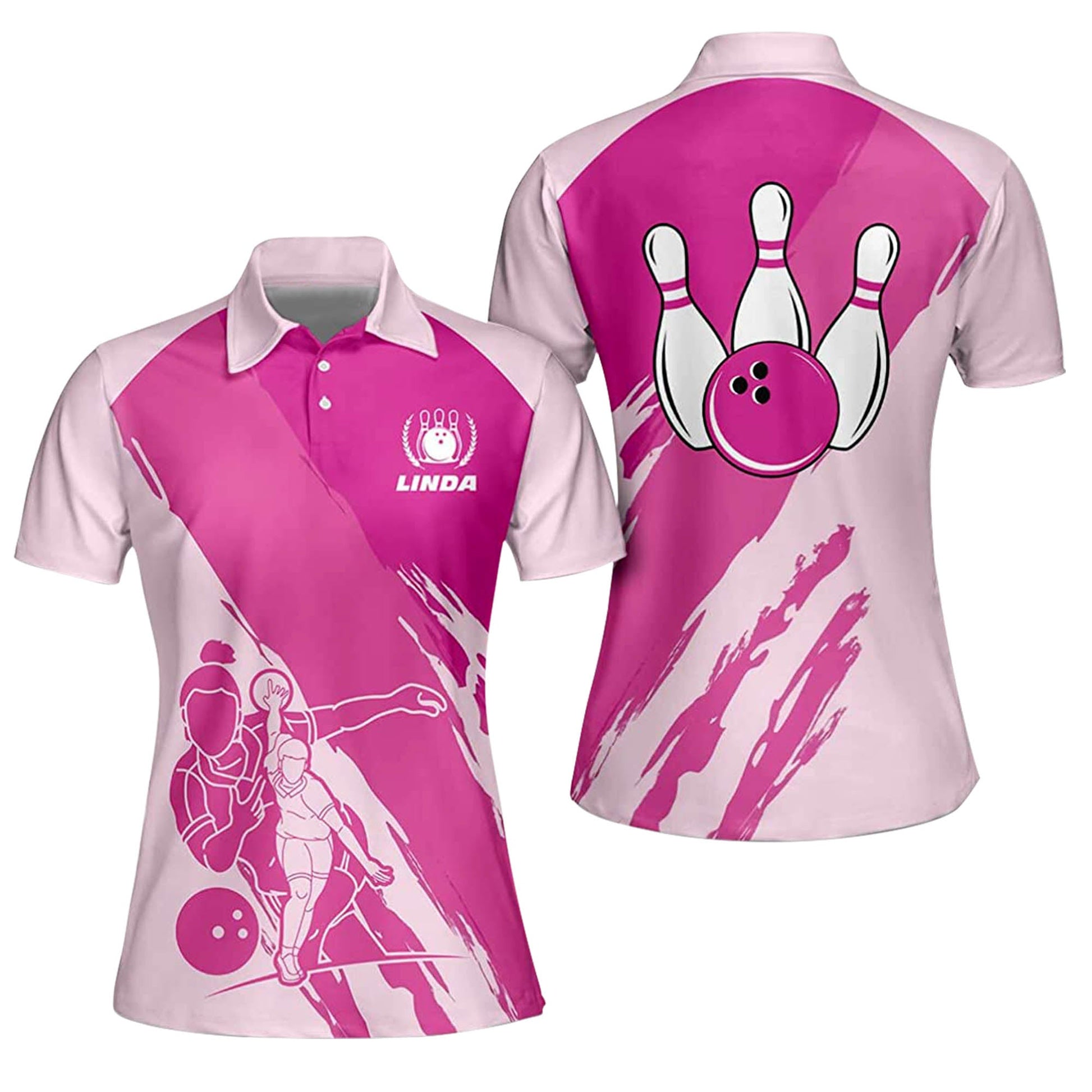 Custom Bowling Polo Shirts For Women Custom Pink Ladies Bowling Shirt