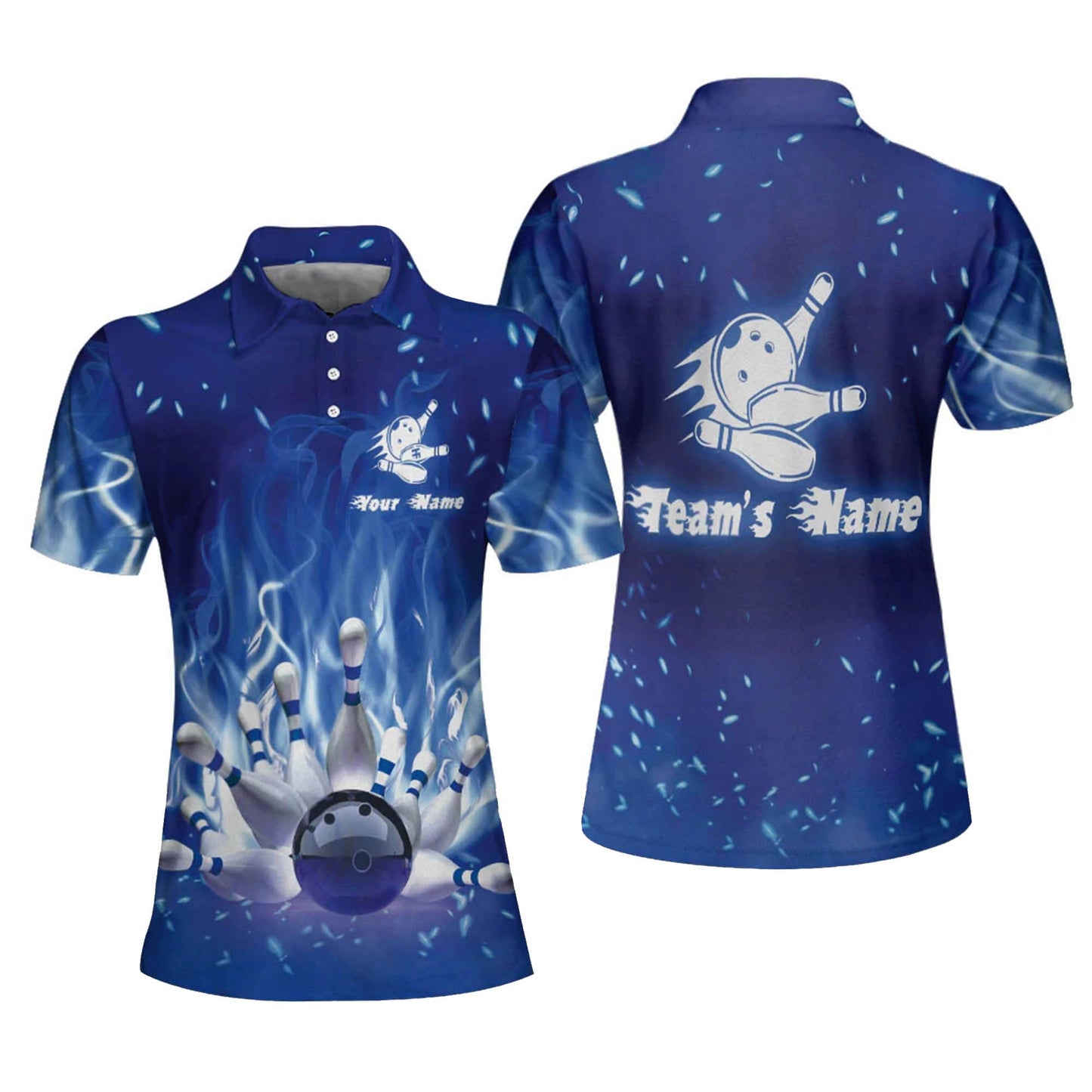Custom Bowling Polo Shirts For Women Flame Bowling Shirt Custom