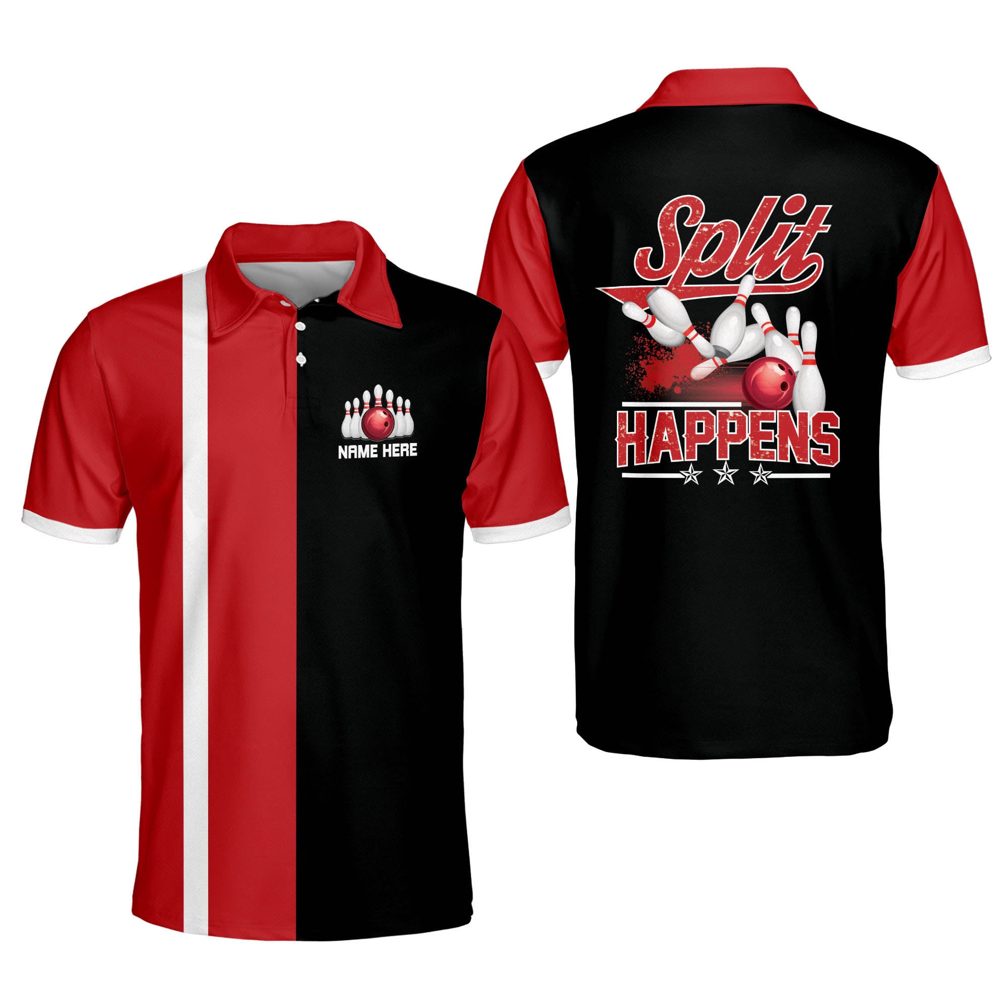 Tendpins Custom Funny Bowling Shirts, Split Happens Personalized