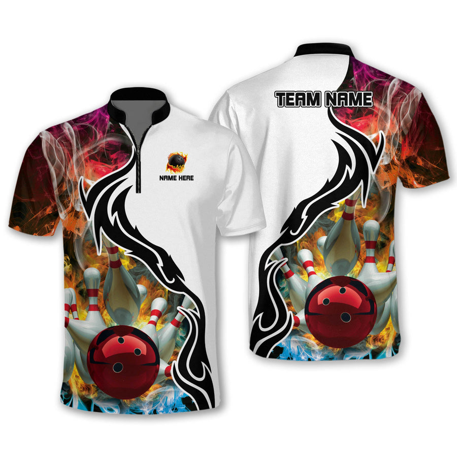 Custom Flame Bowling Jersey Shirts for Men, Custom Bowling Team Shirts BM0282